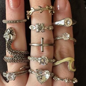 12 Silver Plated Ring Set